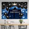 2D Blue Crown Background for Birthday Photoshoot and Video Recording