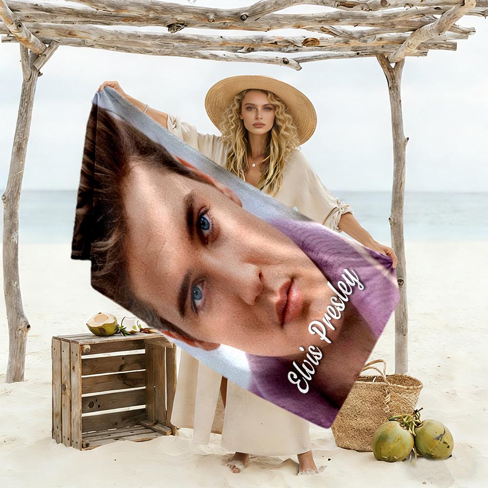 Elvis Presley Tribute Beach Towel Super Soft & Absorbent Comfortable Lightweight Perfect for Traveling Yoga Camping and Swimming
