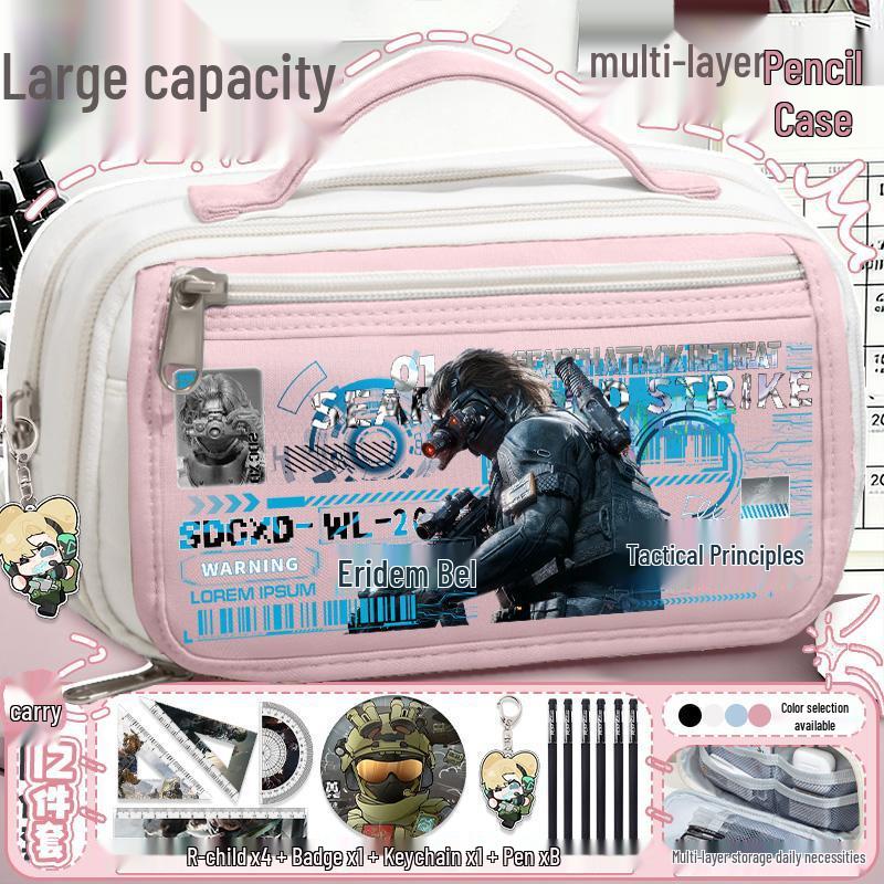 Delta Action Multi-Layer Large Capacity Pencil Case: Portable for Primary & Secondary Students, Stylish & Functional Stationery Organizer.