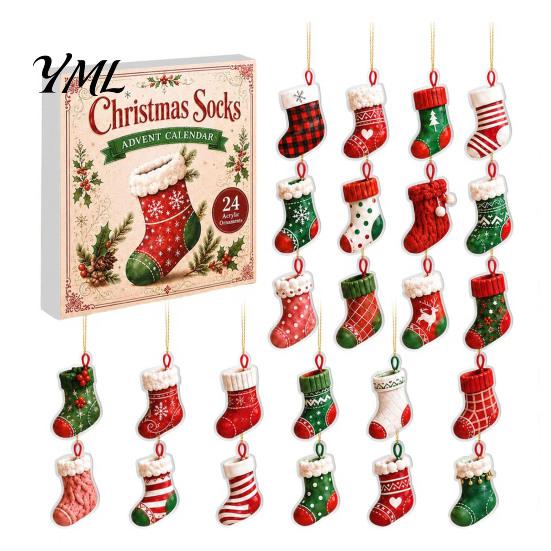 Winter Holiday Games Snowman Christmas Countdown Calendar, 24-Day Acrylic Ornament Set with Festive Home Decor Figures, Tree Hanging Decor,