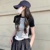 Irregular Ragdoll Sleeves T-shirt for Women In Summer New Short Slim Fit Short Sleeve Design Student Top