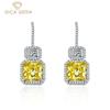High Carbon Diamond Drop Earrings 925 Sterling Silver 10*10mm 9 Carats Yellow Gemstone Romantic Fine Jewelry Wedding Party Gifts New Trend