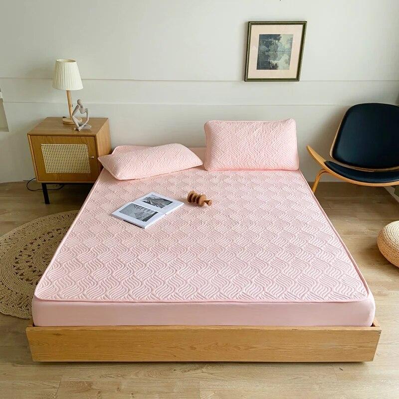 100% хлопок, стеганый наматрасник, зеленый наматрасник для спальни, отеля, односпальная двуспальная кровать размера «queen-size», чехол для кровати размера «queen-size»
