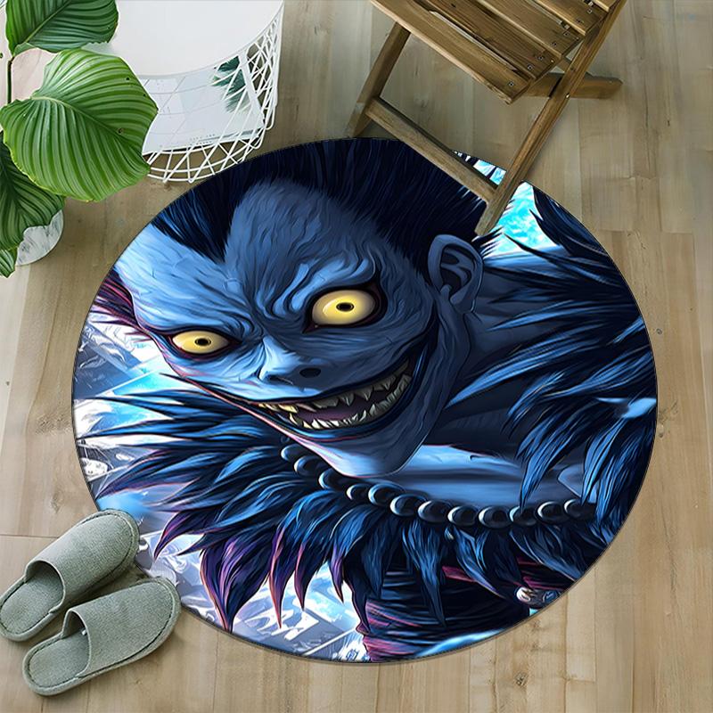 1pc D-Death Note Carpet, Round Rug, Comfortable, Suitable for Entryways, Living Rooms, Office, And Bedrooms, Christmas Decoration