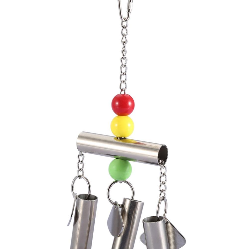 Hanging Design Stainless Steel Bell Toy Sweet Sound Middle Large Size Bird Chew String Toy Colored Beads Parrot Hanging Toy