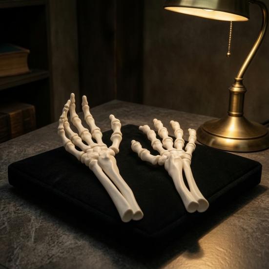 Винтажный Потертый Костяной Цвет 1 Пара 3D Печатный Хэллоуинский Скелет Руки Реквизит, Позируемая Артикулируемая Когтистая Декорация для Дома с Привидениями, Жуткой Вечеринки