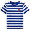 Футболка Polo SS26 Вышитый значок с буквой и маленькой лошадью Поло Хлопок в полоску Круглый вырез Короткий рукав Стандартный крой Детские Детская одежда 323A95723-001