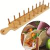 Bamboo W-Shaped Taco Holder Wooden Tortilla Stand for Kitchen, Hanging Taco Rack