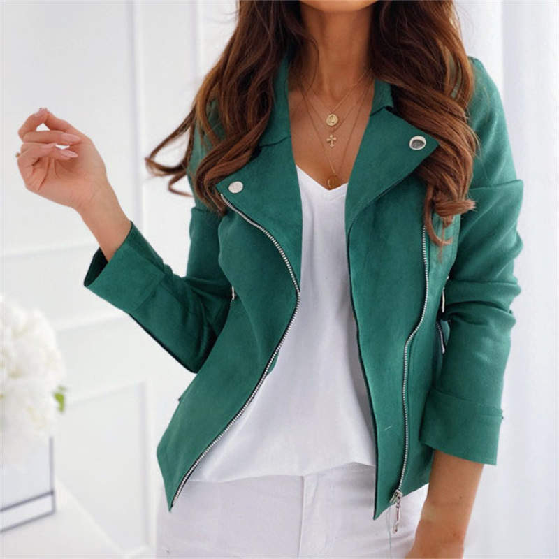 Women's Clothing Fashion Short Coat Deerskin Velvet New Zipper Slim Lapel