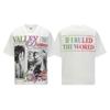 2025 American trendy brand Vall washed old printed short-sleeved hip-hop loose street fashion T-shirt for men and women