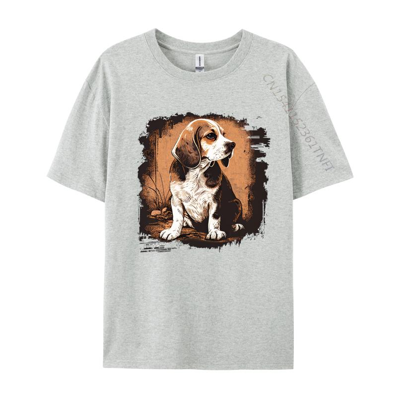 Beagle Dog Vintage T-shirt For Party Funny Tee T-Shirt Tops & Tees Designer Cotton Teeshirt Casual