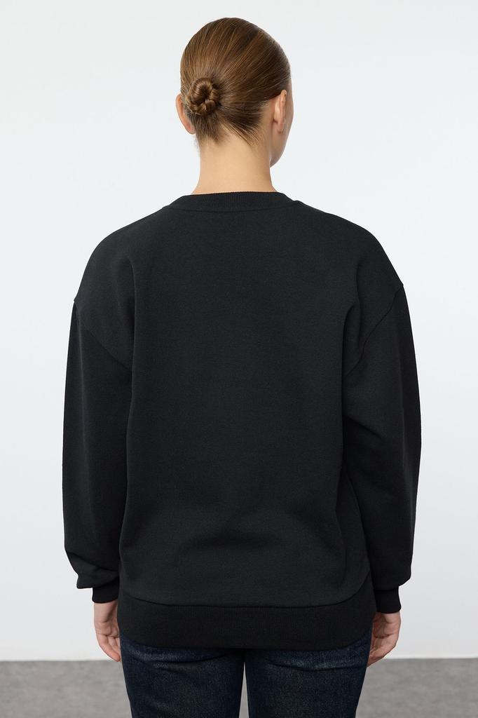 Женская модная стильная толстовка с вышитым изображением животных из камня, обычная, нормальная посадка, толстая внутренняя флисовая трикотажная толстовка