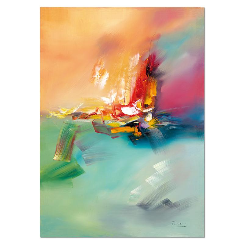 Красочные абстрактные настенные рисунки Желтый Розовый Синий Мечта Лист Картина Маслом Холст Настенные Панно для Декора Комнаты Акварельные Художественные Работы