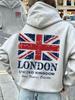 Унисекс Спортивная толстовка с принтом флага Великобритании Union Jack Винтажный принт Светло-серый Оверсайз Пуловер Уличная одежда Толстовка Весна Осень