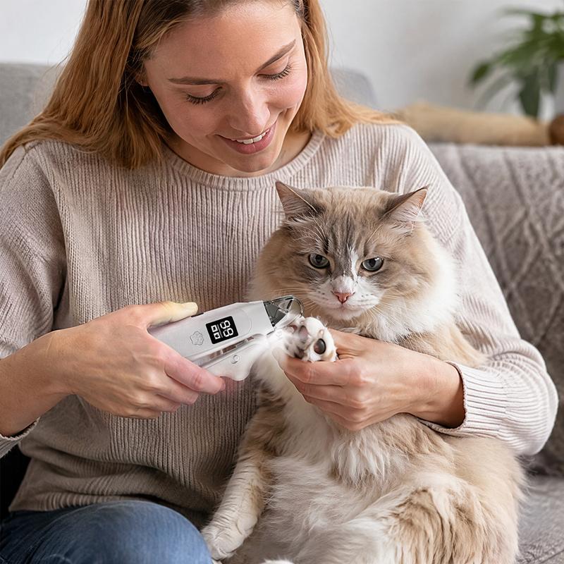 2 in 1 Pet Nail Grinder Trimmer with LED Light USB Rechargeable Dog Cat Clipper for Small Medium Large Breeds