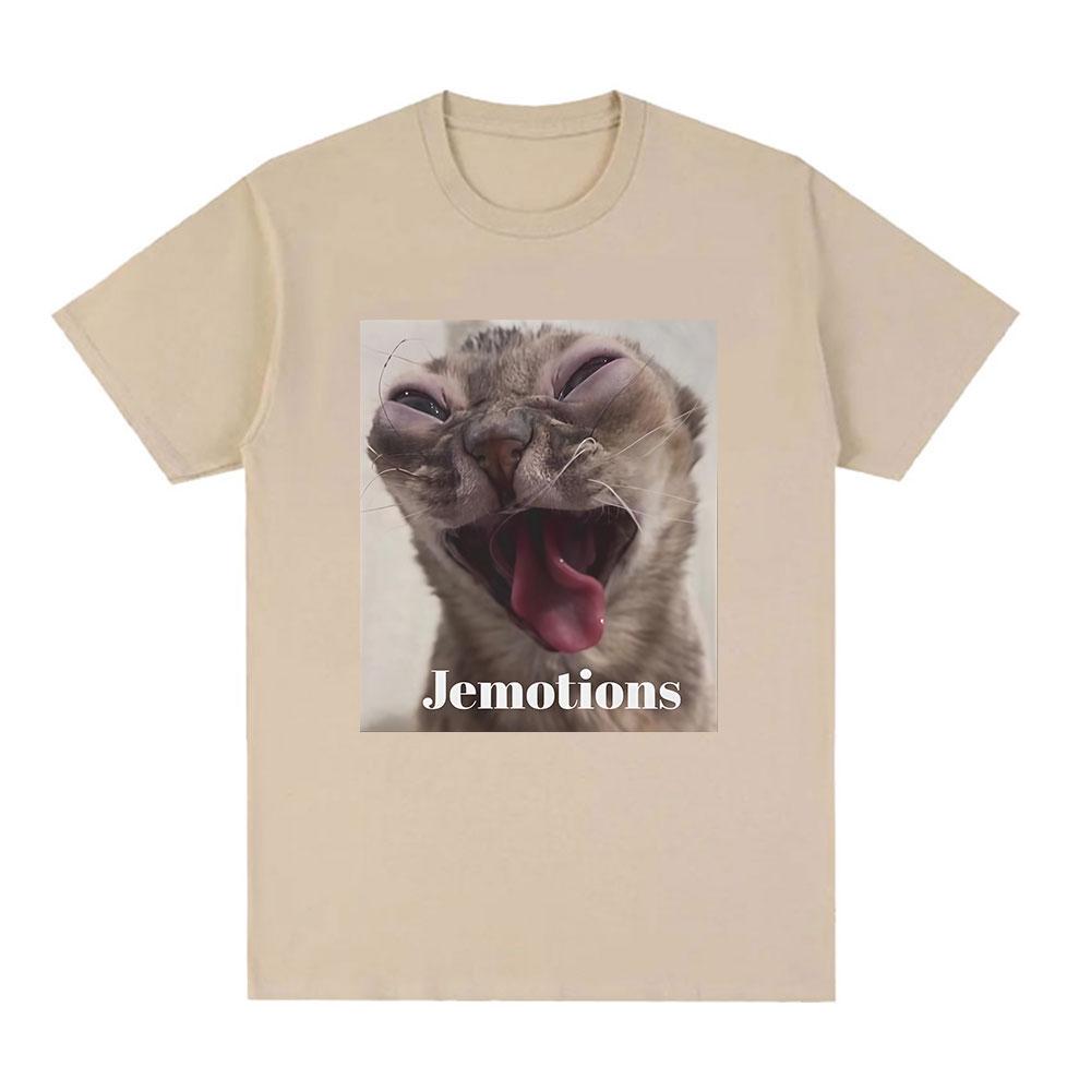 Jemotions Funny Cat Meme Graphic T-Shirt Unisex Women Harajuku High Quality Fashion T-shirts Casual 100% Cotton Oversized Tee Shirt