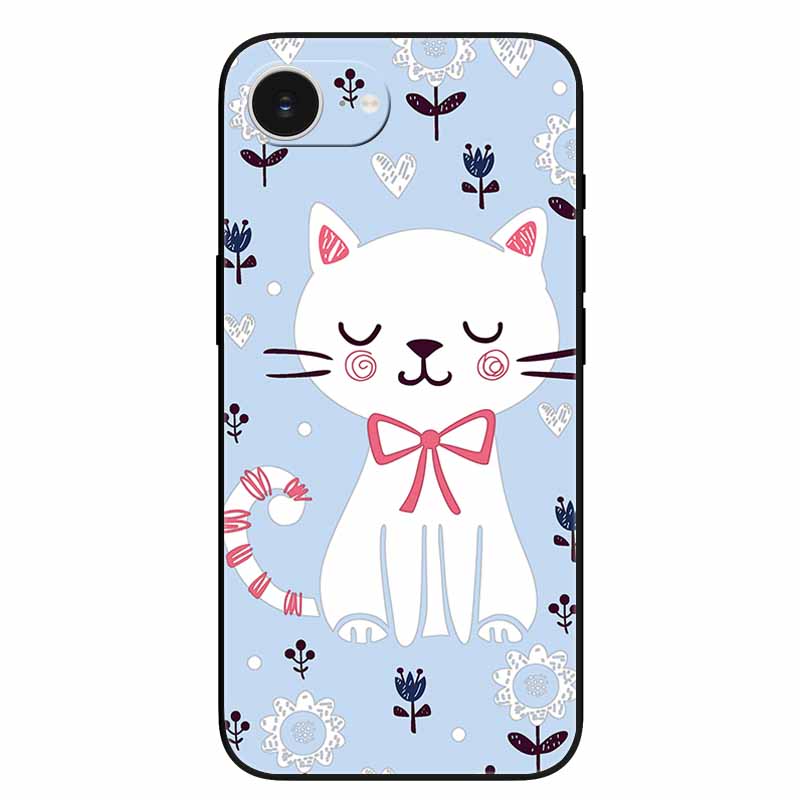 For iPhone 16e Case Soft Silicone Flowers 3D Relief Cover for iPhone 16e 2025 Black Phone Cases Funda On for Iphone16e 16 e Cool