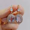Роскошные фиолетовые овальные серьги-капли для женщин, новинка 2023 года, модные серьги с цирконом золотого цвета, свадебные украшения, аксессуары