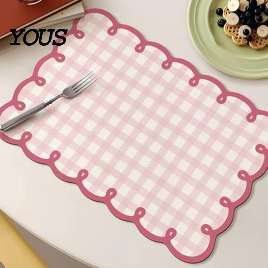 Быстросохнущий кухонный коврик, Диатомитовый клетчатый подстановочный коврик с волнистым краем, Термостойкий нескользящий коврик с рисунком стола, Впитывающий быстросохнущий для