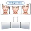 Trifold Mirror LED Makeup Mirror 3 Way Mirror for Self Hair Cutting Lightweight Portable Adjustable 