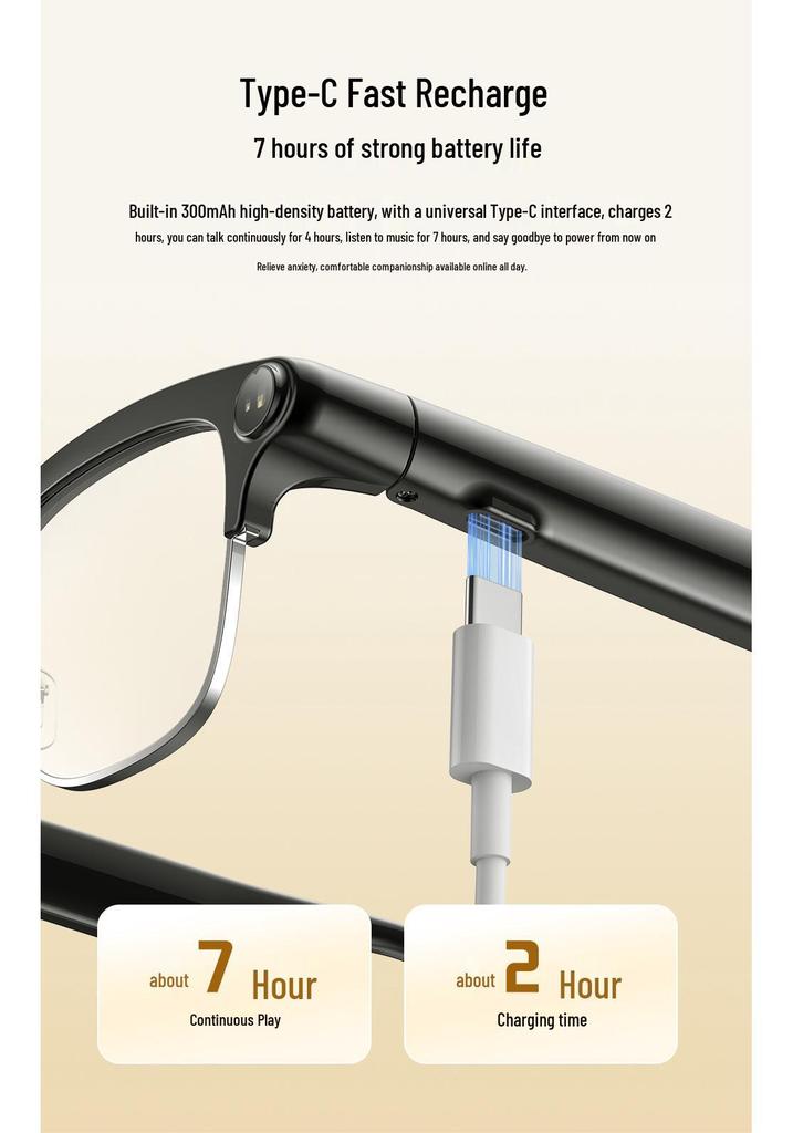 Smart AI Translation Glasses with 800W Camera & Bluetooth for Shooting & Recording