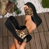 Женская обувь 2024 года, высококачественные летние женские тапочки, разноцветные, с леопардовым принтом, с открытым носком, на платформе, водонепроницаемые уличные тапочки