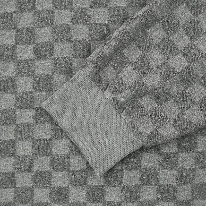 Мужской тяжелый жаккардовый трикотаж в клетку: Топ с круглым вырезом и длинным рукавом на Осень/Зиму 2023