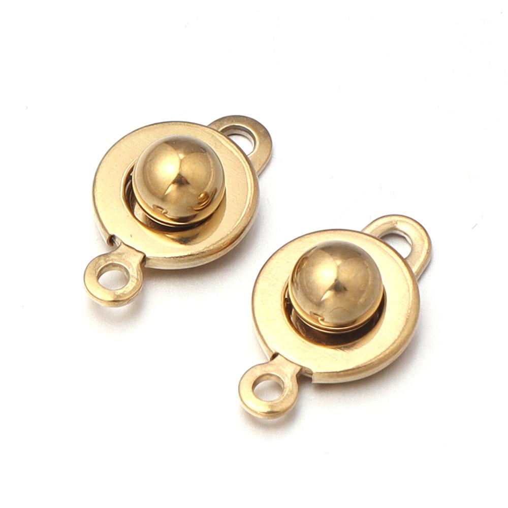 2pcs/lot Stainless Steel Round Snap Button Clasps Jewelry Connector Fastener For DIY Necklace Bracelet Making Supplies Accessory