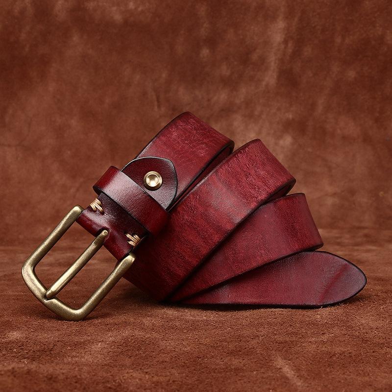 Ремень мужской винтажный матовый вымытый старый утолщенный первый слой коровьей кожи с латунной пряжкой повседневный джинсовый ремень мужской