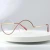 Trend Personality S Half Frame Anti Blue Light Glasses Fashion Round Metal Women's Spectacles Vintage Men Female Eyeglass