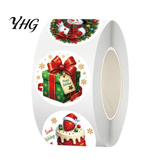 DIY Christmas Gift Tags Round Stickers, Santa Claus Snowman And Gingerbread Patterns Print, Label Stickers Self Adhesive Holiday Envelope Seals