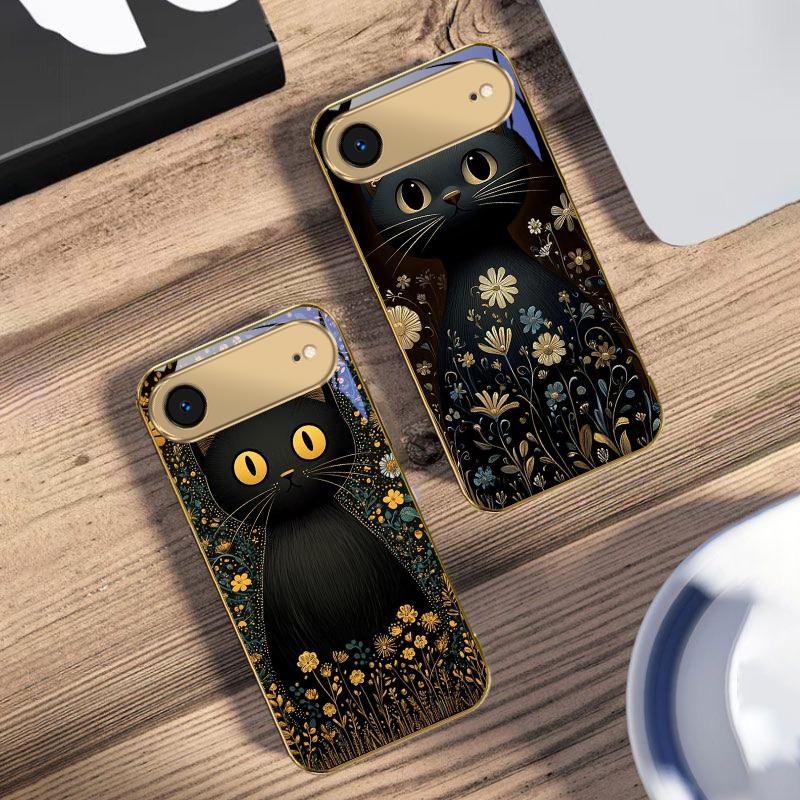 Круглые и яркие глаза Для iPhone 17Pro Max 16 17 Pro 15 Pro 14 13 Plus 12 Mini 11Pro Max XR 16E 17Air Золотой стеклянный чехол для телефона