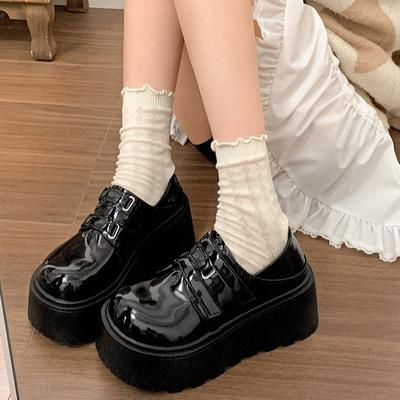 Черные туфли на круглой платформе в британском стиле, женские, новинка весны 2025 года, универсальные, увеличивающие рост, однотонные туфли Mary Jane Love