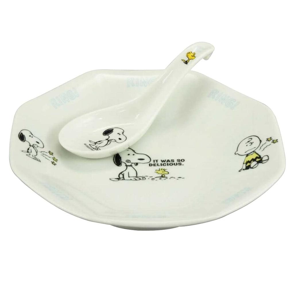 Yamaka Shoten PEANUTS Tableware Set Plate Fried Rice Plate 19cm with Spoon Chinese Series Ring Made In Japan SN1002-334S