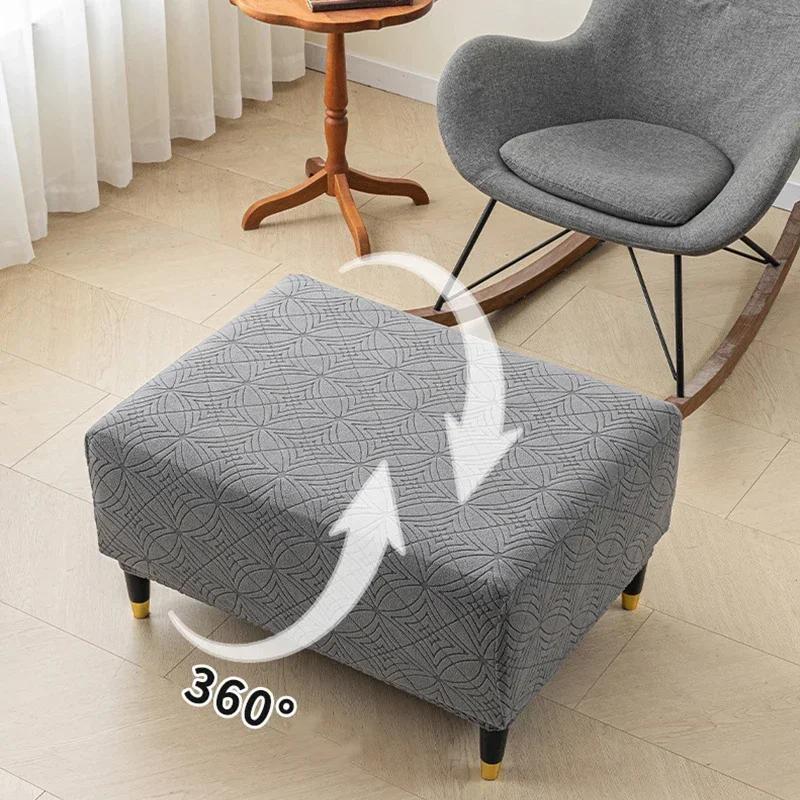 Чехлы для пуфов из утолщенного бархата, моющиеся, квадратные, для гостиной, подставки для ног, эластичные, универсальные чехлы для мебели