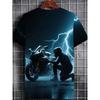 Motorcycle Rider Pattern T-shirt Men High Street 3D Printed Short Sleeve Summer Men Tops Retro Casual Fashion T-shirt