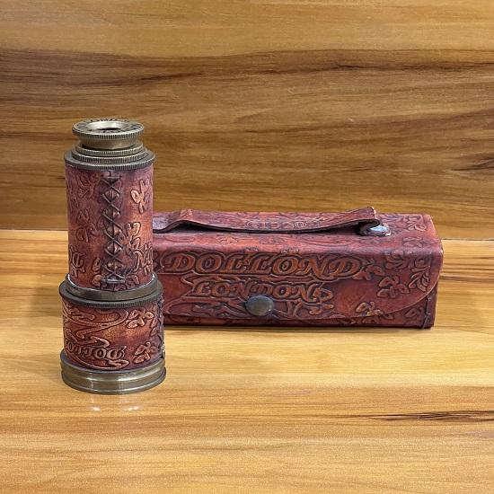 Кожаная пиратская подзорная труба из латуни с кожаным футляром