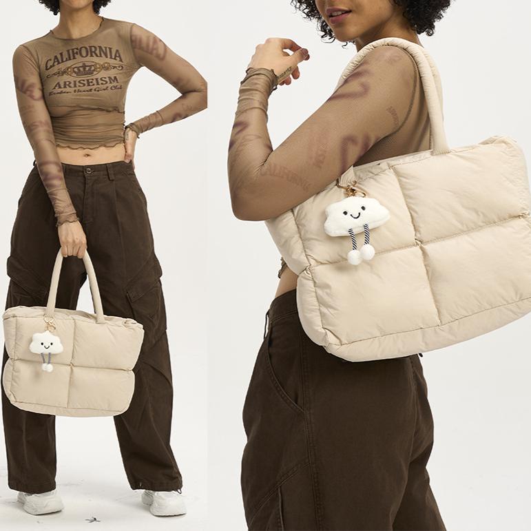 Модная простая сетчатая сумка с хлопковым наполнителем, женская большая вместительная мягкая сумка, легкая сумка