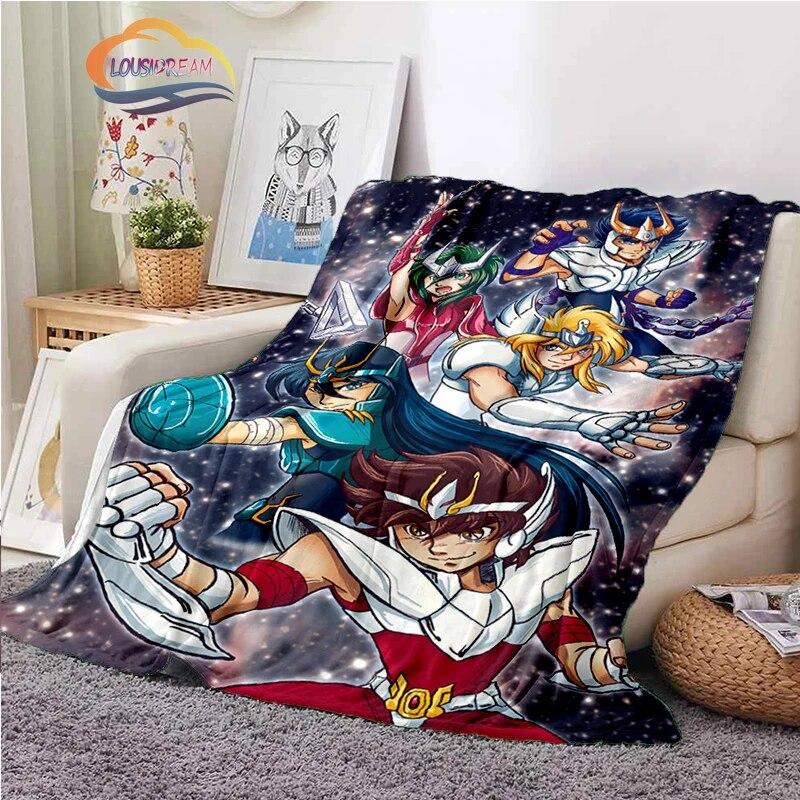 Classics Animated Character Seiya Patterned Wool Blanket Cartoon Saint Seiya Series Children Shawl and Sofa Super Soft