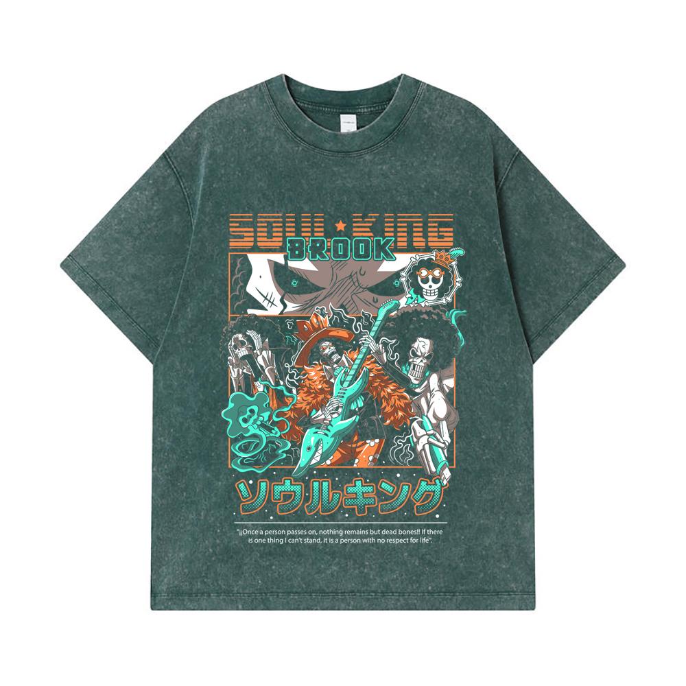 275 GSM Washed T-shirts 100% Cotton One Piece V43 Brook Print Unisex Heavy Cotton T Shirt