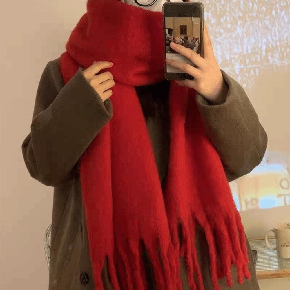 Mohair Wool Scarf Plush Long Shawl Classic Winter Cashmere Scarves Student