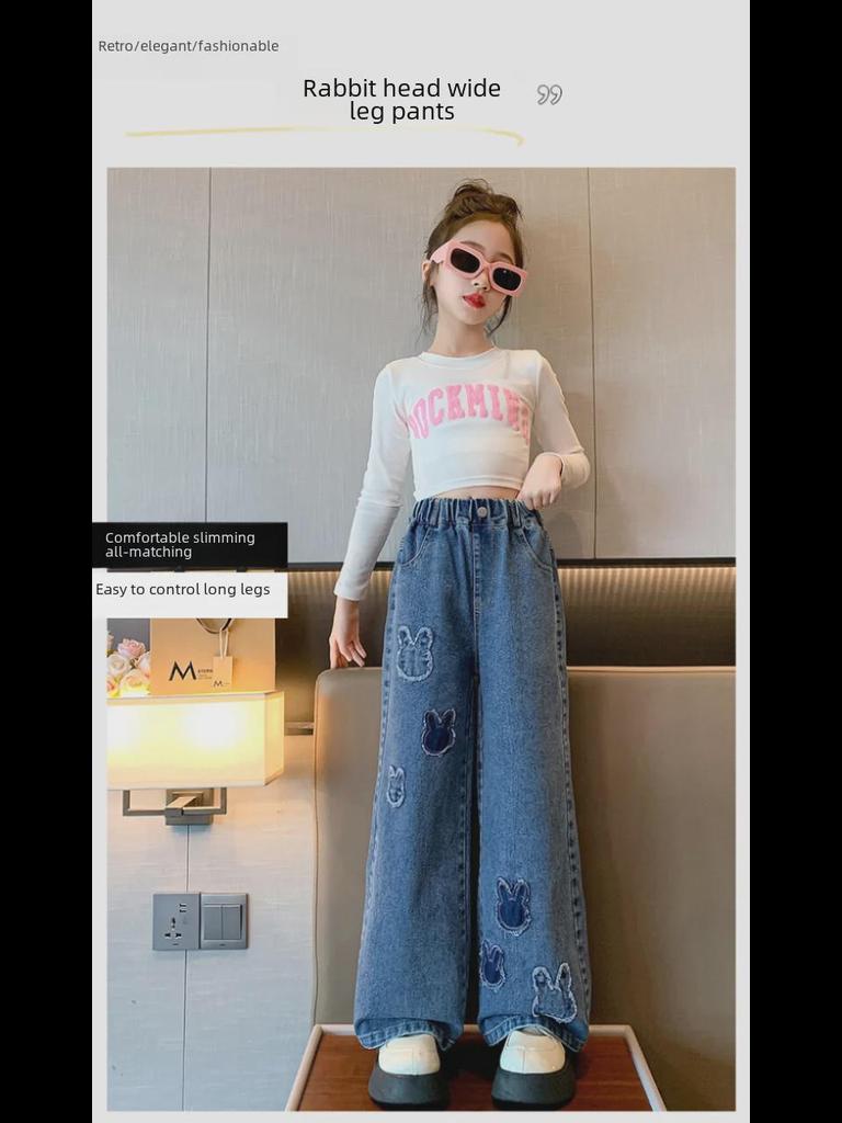 Модные джинсы широкого кроя для девочек: Модный весенне-осенний стиль для детей постарше