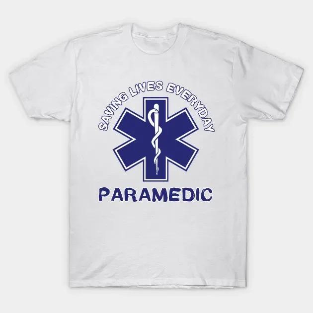 Спасаем жизни каждый день EMS EMT Парамедик Символ Звезда Жизни Футболка 100% Хлопок Круглый вырез Летняя Короткий рукав Повседневная Мужская Футболка