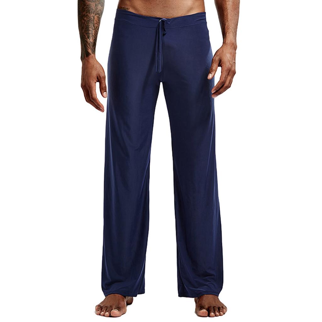 Men's Solid Color Loose Wide Leg Home Pants Pajama Pants Men's Casual Fashion Yoga Pants