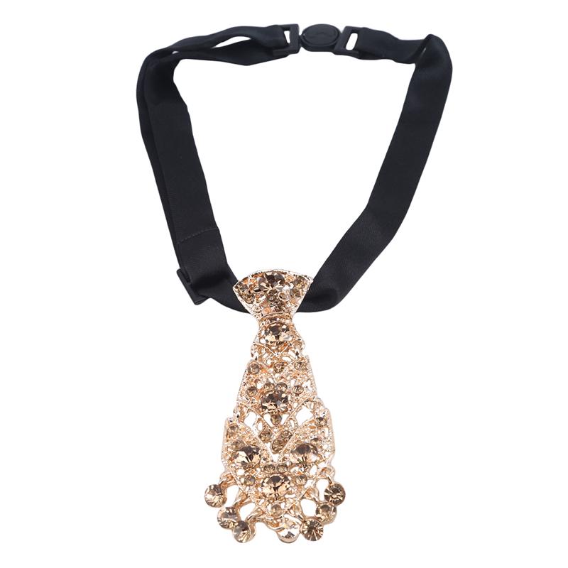 Small Tie with Colored Diamonds and Metal On White EMA