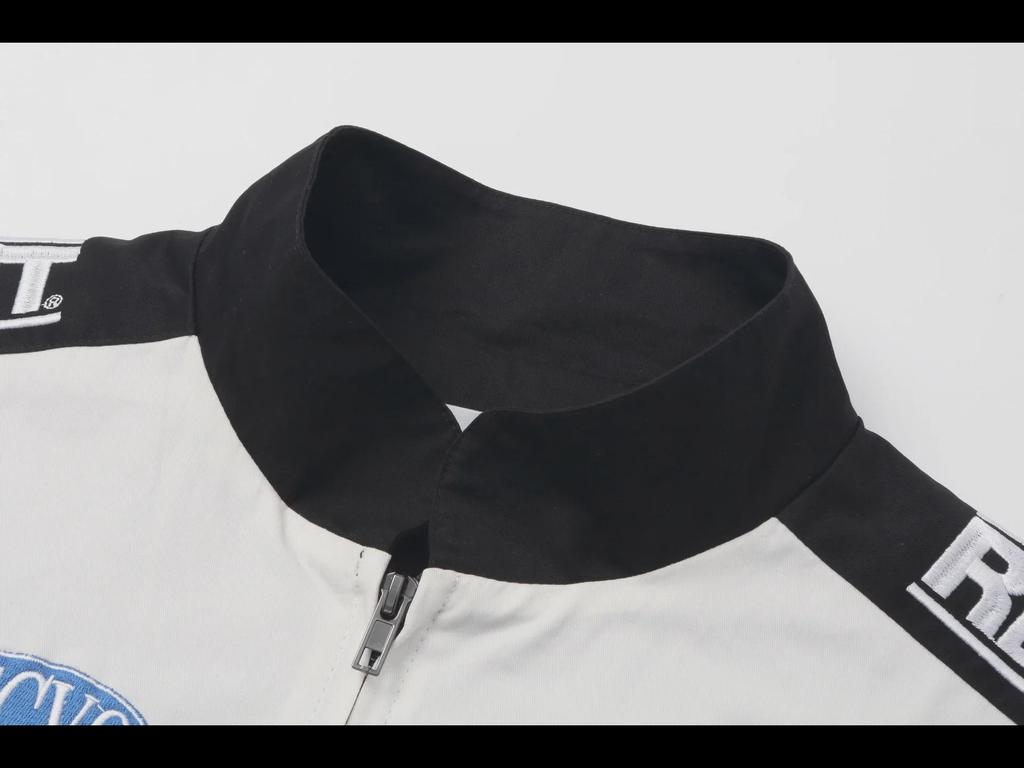 Unisex Hong Kong Style Baseball Jacket - Embroidered Patchwork for Men & Women