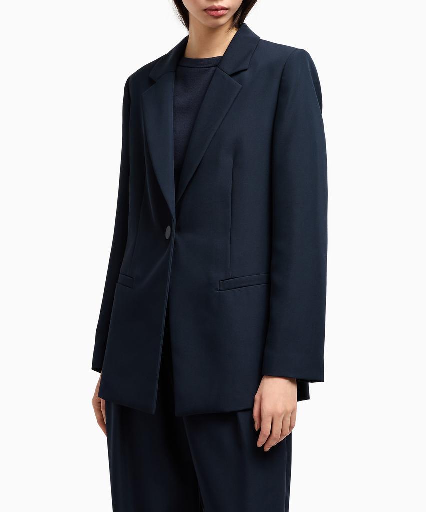 Armani Exchange Women'S Notched Lapel Poly Single Jacket _Navy_A425110510