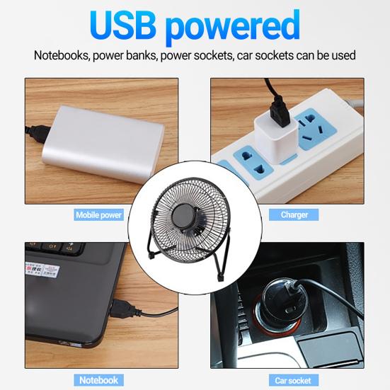 Мини-вентилятор бесшумный с USB-зарядкой металлический сильный ветер кованое железо студенческий стол электрический