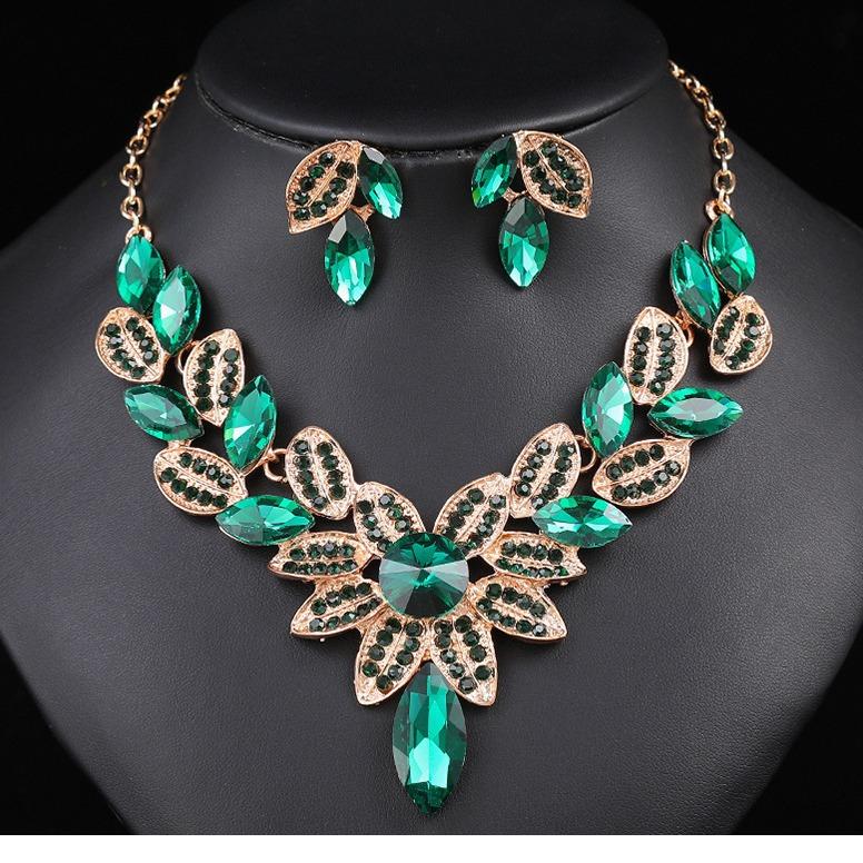 Party Evening Vintage Statement Luxury Crystal Necklace Set for Women