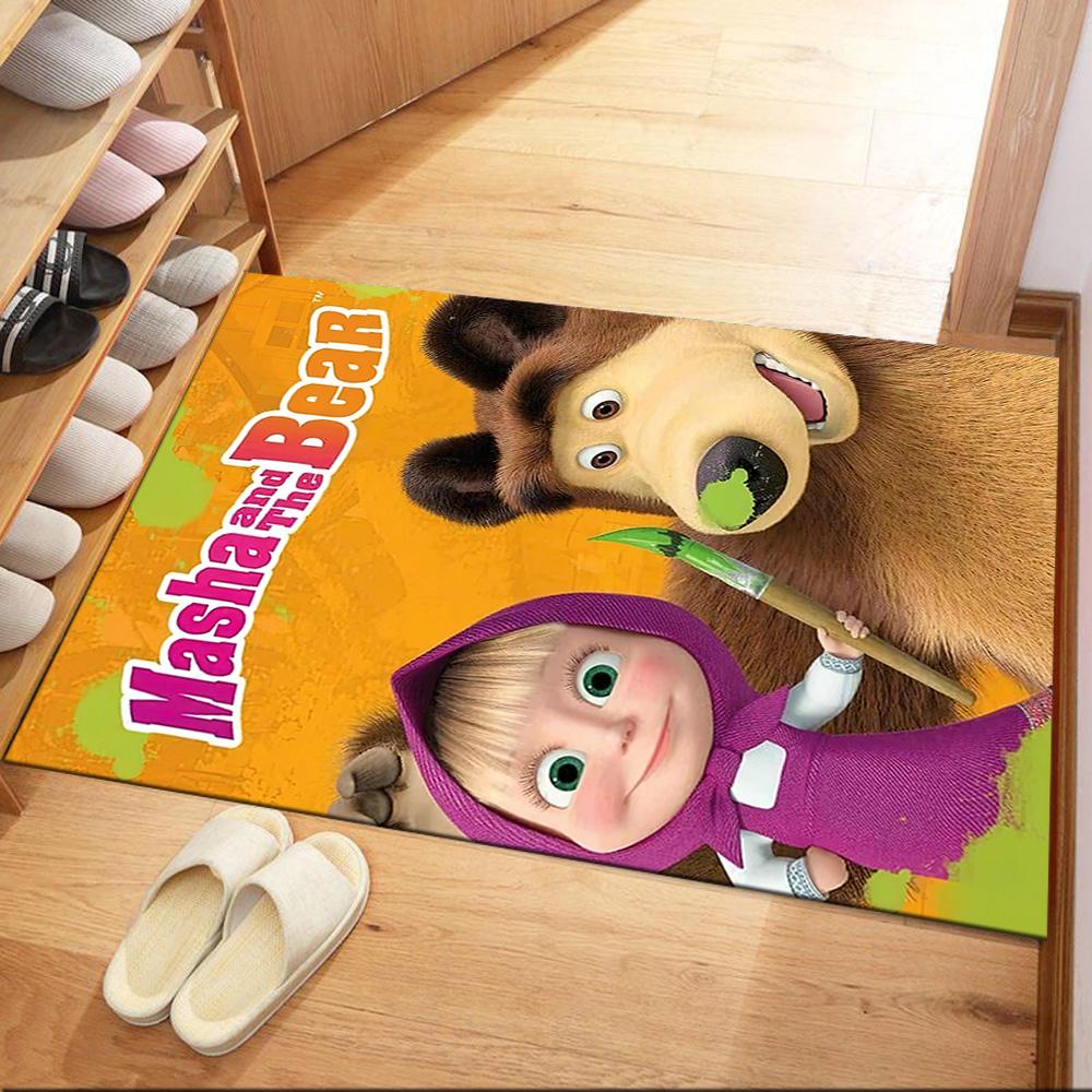Masha Bear Floor Rug Office Rug Suitable for Balcony Playrooms Dormitory Kitchen Anti-slip Rug Decorate Offices Birthday/Christmas Gift